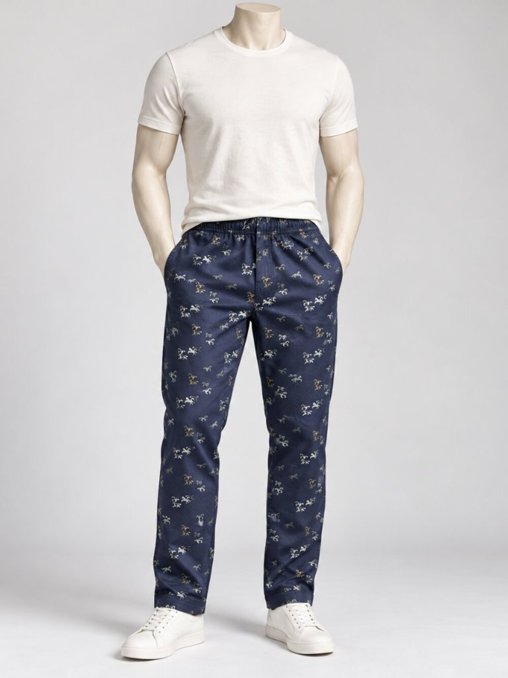 Goodfellow & Co Navy Horse Print Chino Pants Men’s Size M Equestrian